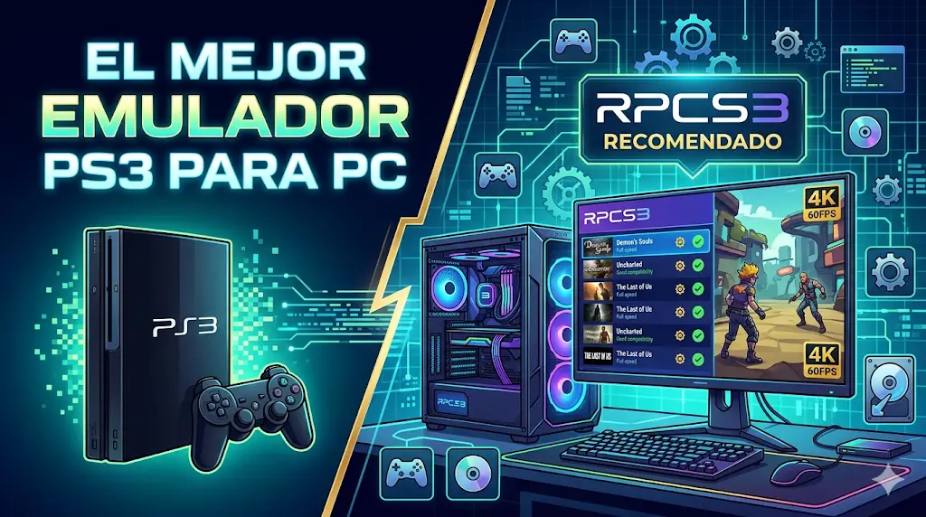 Interfaz del emulador RPCS3 ejecutando un juego de PS3 en PC