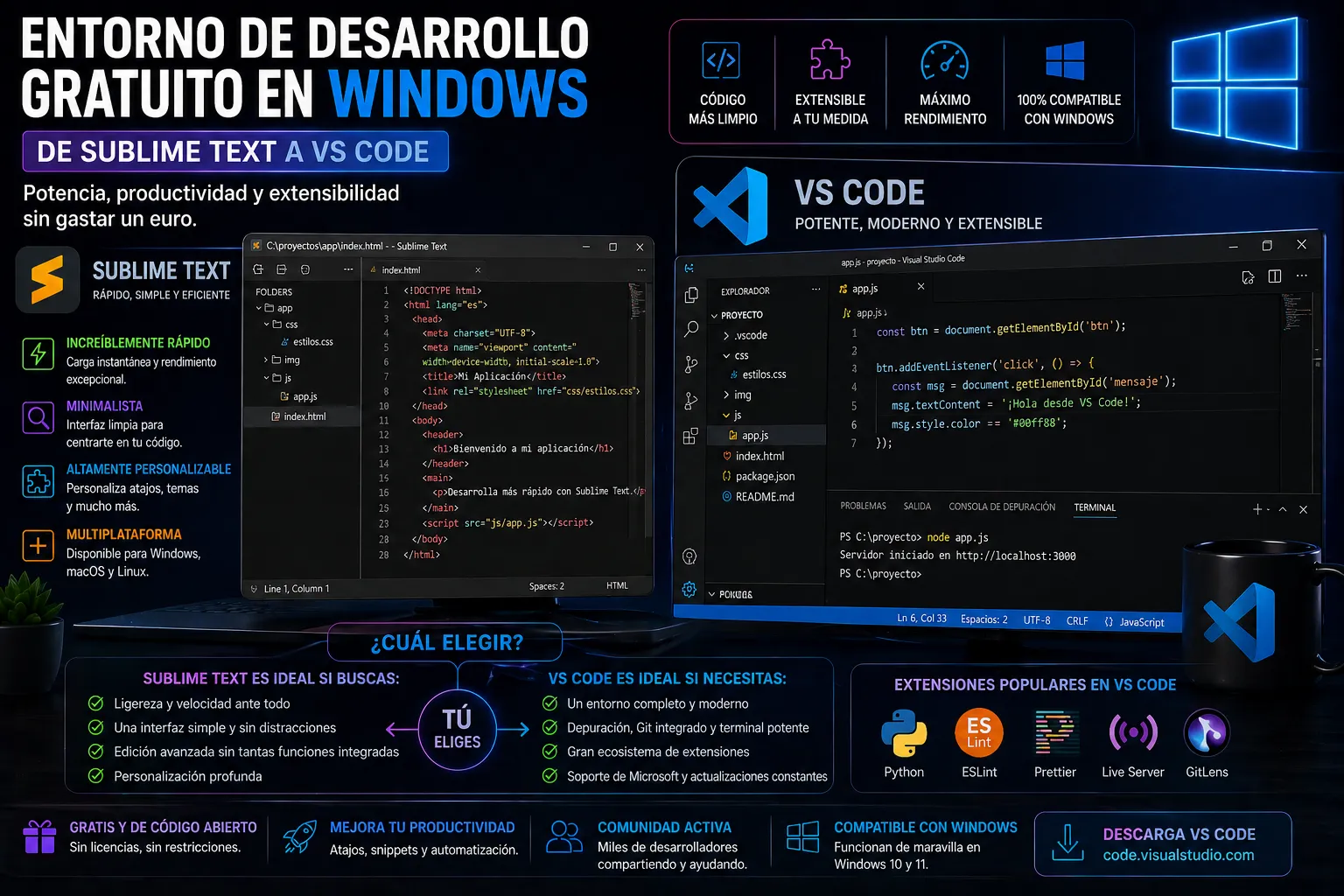 Configuración de VS Code y Bruno en un sistema Windows 11 moderno
