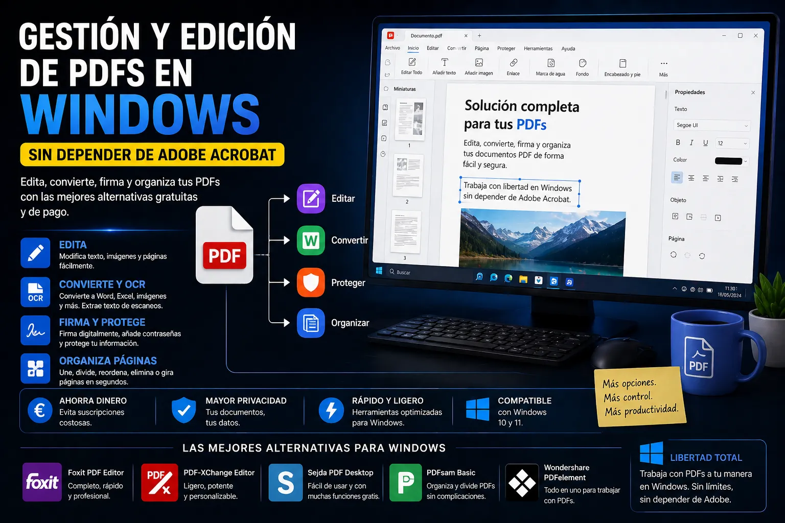 Comparativa de herramientas de edición de PDF en Windows 2026