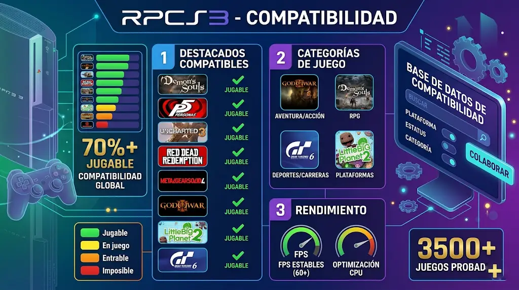 Interfaz del emulador RPCS3 con juegos