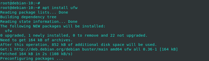 Instalar ufw firewall en Debian
