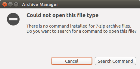 No hay ningún comando instalado para 7-zip archivos
