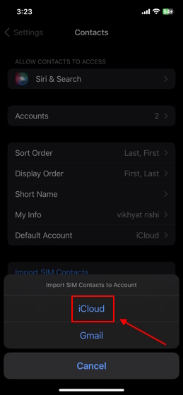 Transferencia de contactos de Android a iPhone