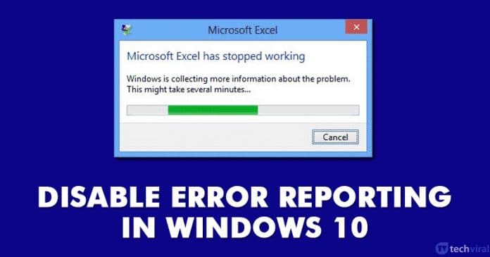 How to Disable Error Reporting In Windows 10