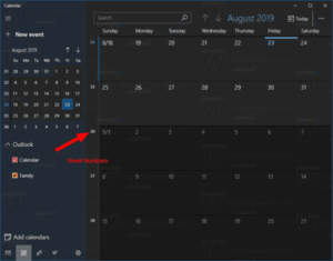 Habilitar los Números de Semanas para el Calendario de Windows 10 Windows 10 Calendar Enable Week Numbers