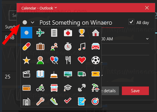 Windows 10 Calendario De Aplicación El Icono De Evento