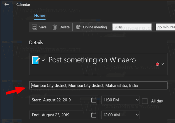Windows 10 Aplicación De Calendario Nuevo Evento De Diálogo 4