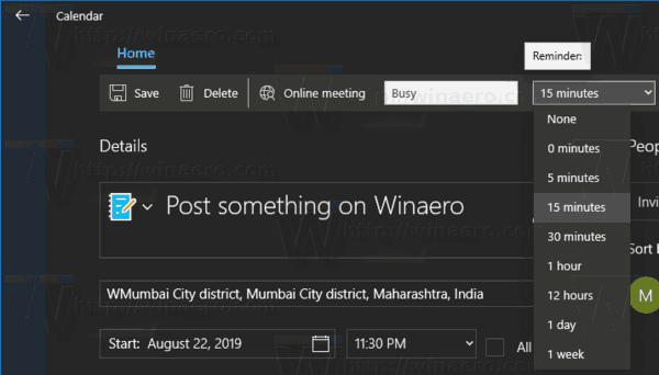 Windows 10 Aplicación De Calendario Nuevo Evento De Diálogo 6