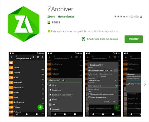 abrir zip en android