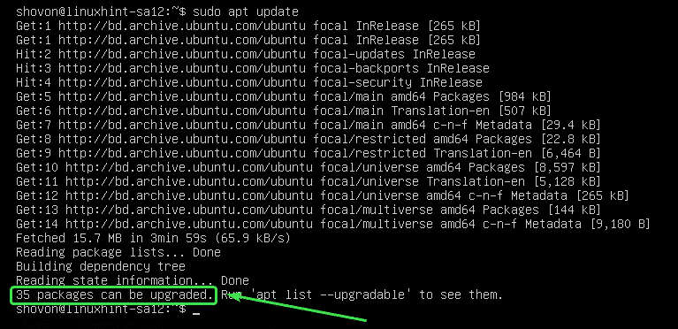 Cómo actualizar Ubuntu 20.04 desde El Terminal apt update