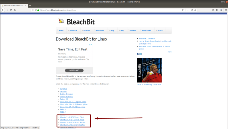 BleachBit Página De Descarga