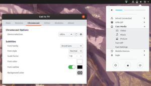 GNOME Chromecast Extensión Agrega Remoto Widget de lista de Reproducción cast to tv v11