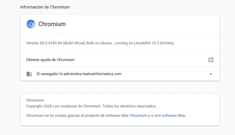 chromium version opciones