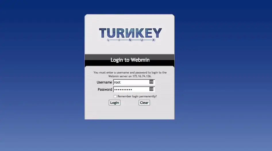 turnkey file server default login