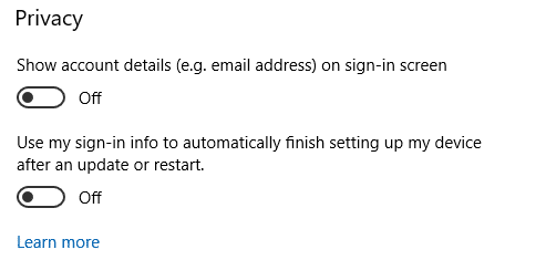Uso mi signo en info automáticamente finalizar la configuración de mi dispositivo después de una actualización o reiniciar