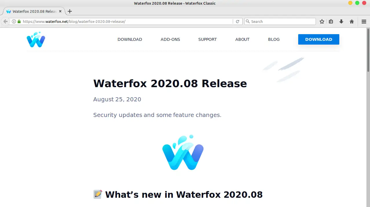 waterfox pantalla inicio