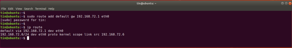 Set default gateway in Ubuntu Network config